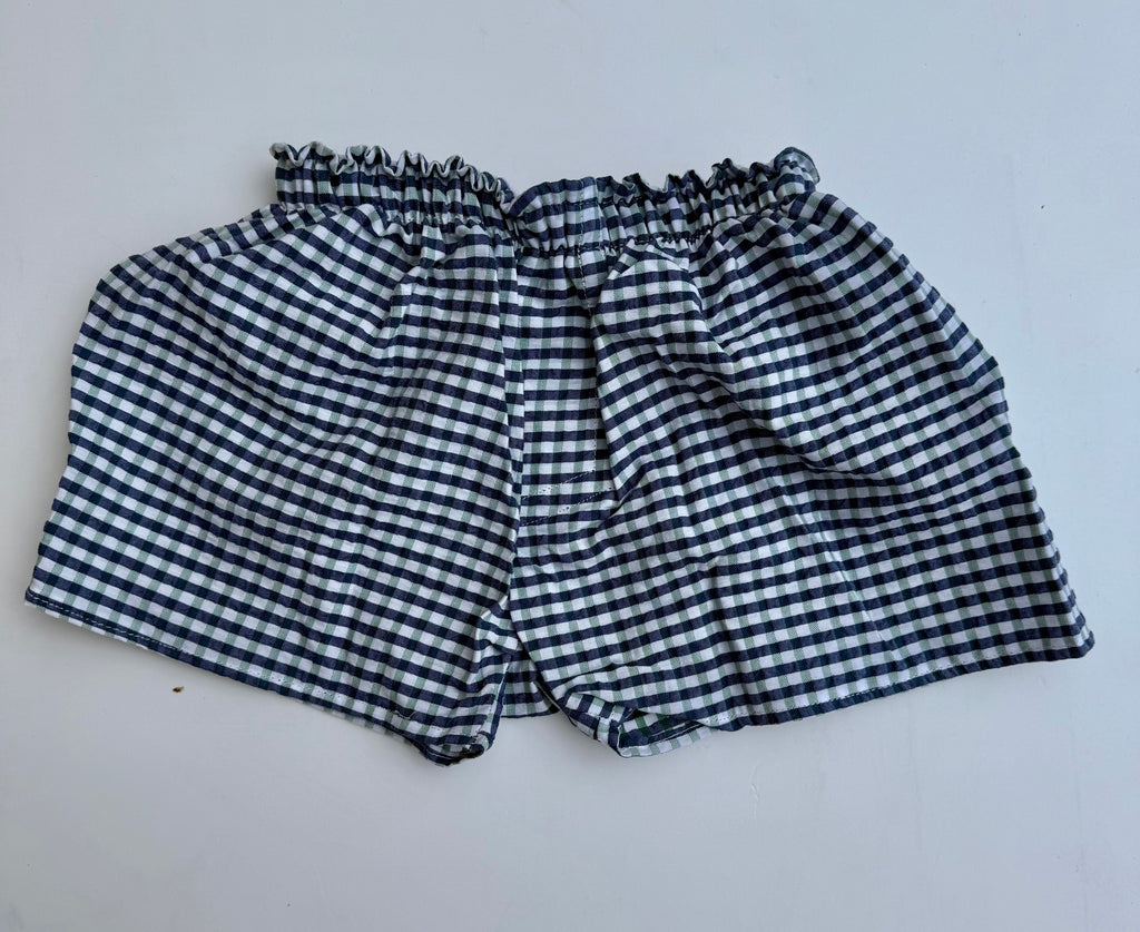Navy & Green Check Seersucker