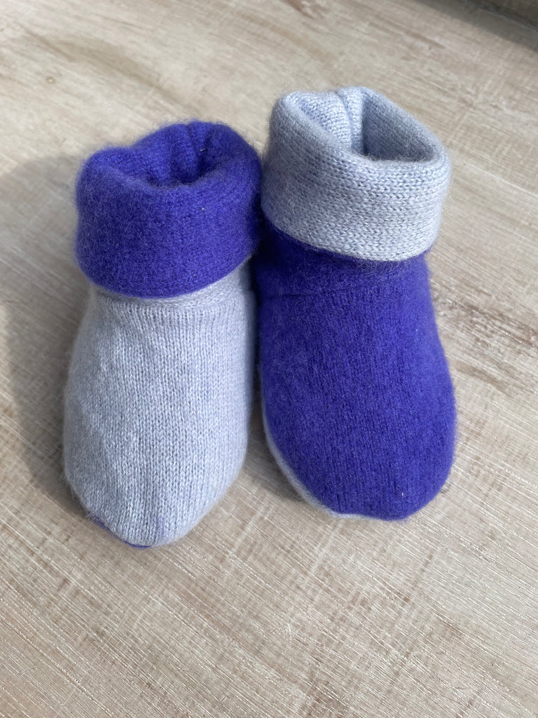 Purple & Pale Blue Cashmere Booties